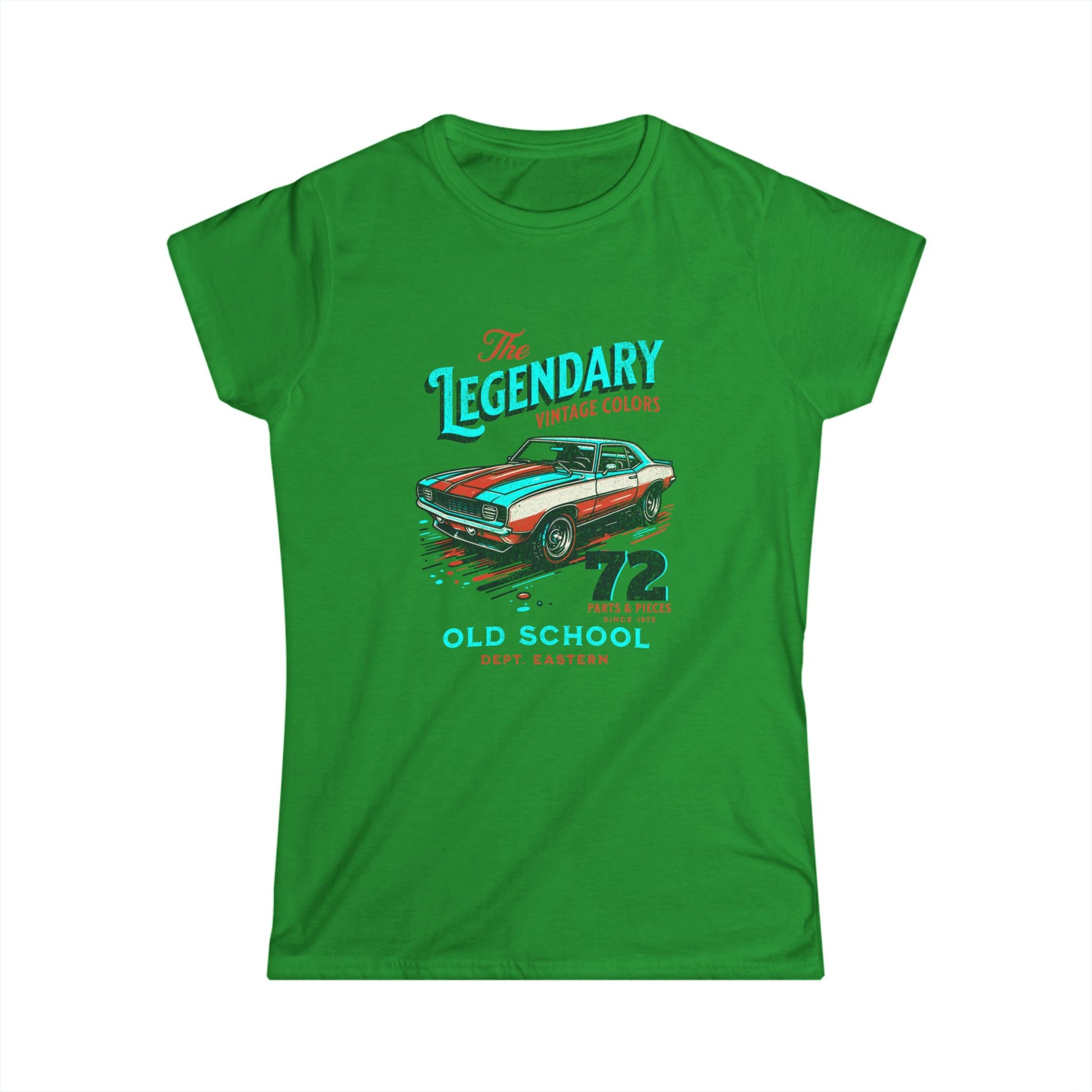 Vintage Car Graphic Women's Softstyle Tee - 'The Legendary Old School' T-shirt - CreativeRino