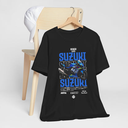 Biker Life Suzuki T-Shirt - Unisex Jersey Tee for Motorcycle Enthusiasts - CreativeRino