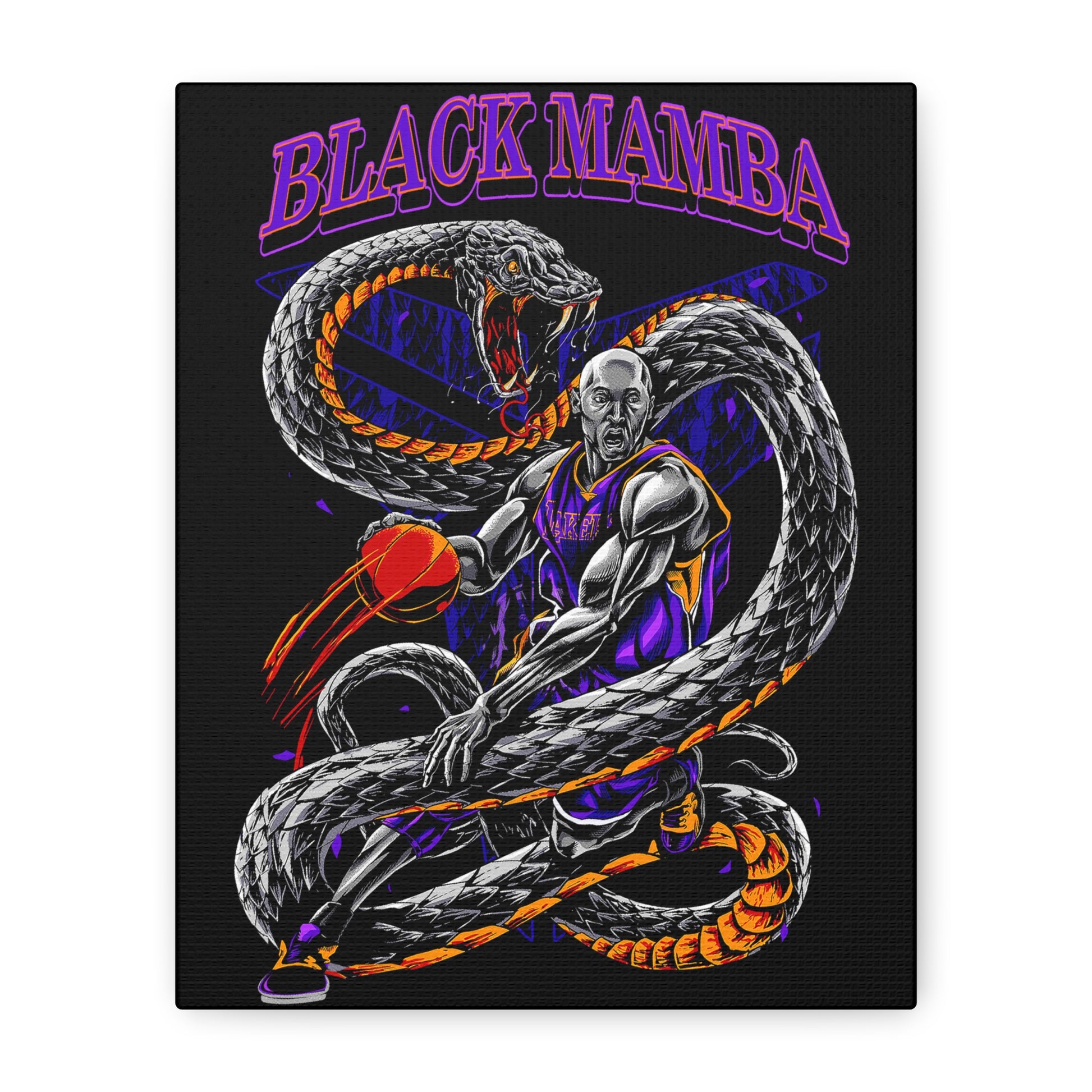 Black Mamba Wall Art Canvas, Sports Decor, Kobe Bryant Basketball Lover Gift, Basketball Wall Hanging, Home Gym Art, Motivational Art - CreativeRino