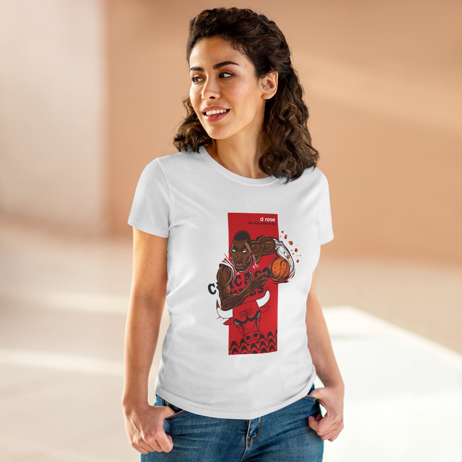 Women's Derrick Rose Basketball Graphic T-shirt- Celebrate Your Passion for the Game! - CreativeRino