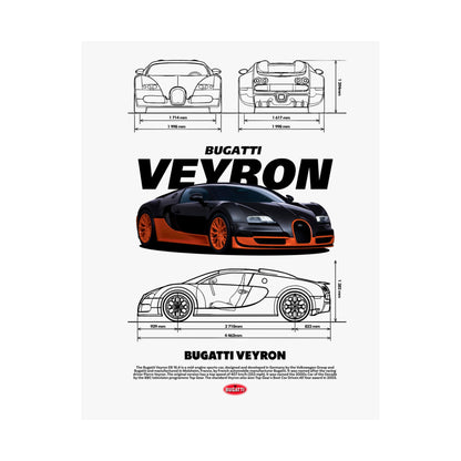 Luxury Bugatti Veyron Matte Poster - Modern Car Art for Enthusiasts - CreativeRino