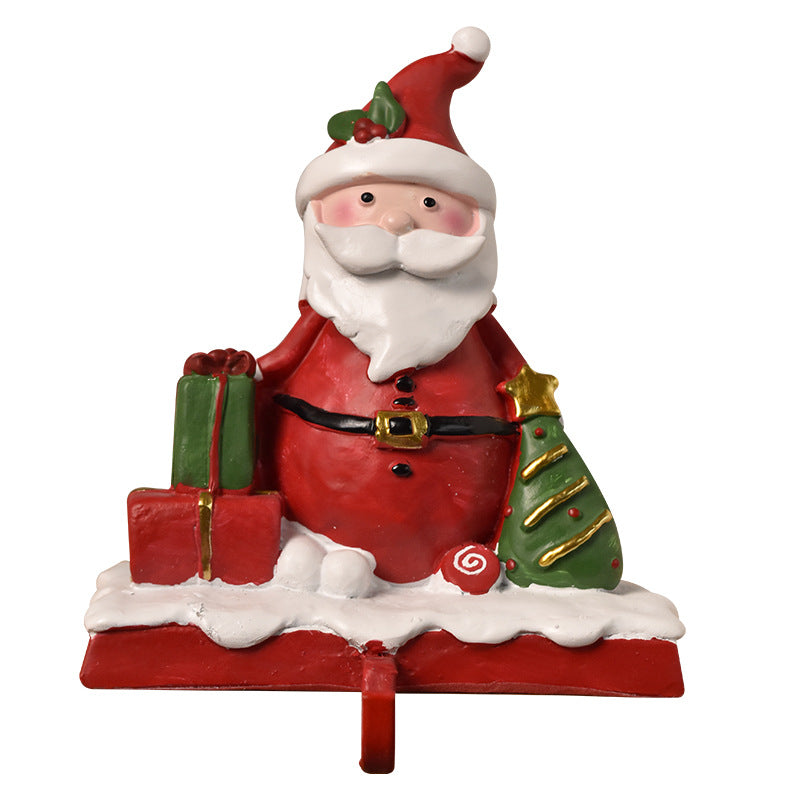 Santa & Snowman Stocking Hanger Hook | Christmas Fireplace Mantel Decoration