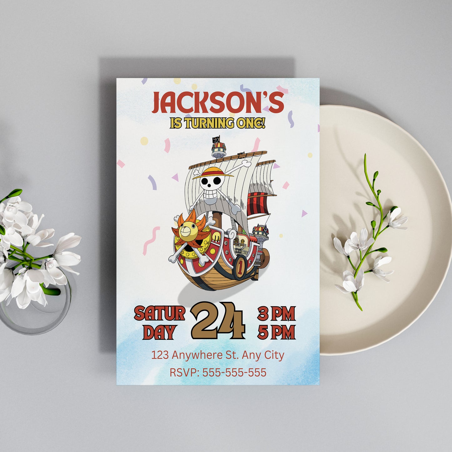 One Piece Birthday Invitation Template - CreativeRino