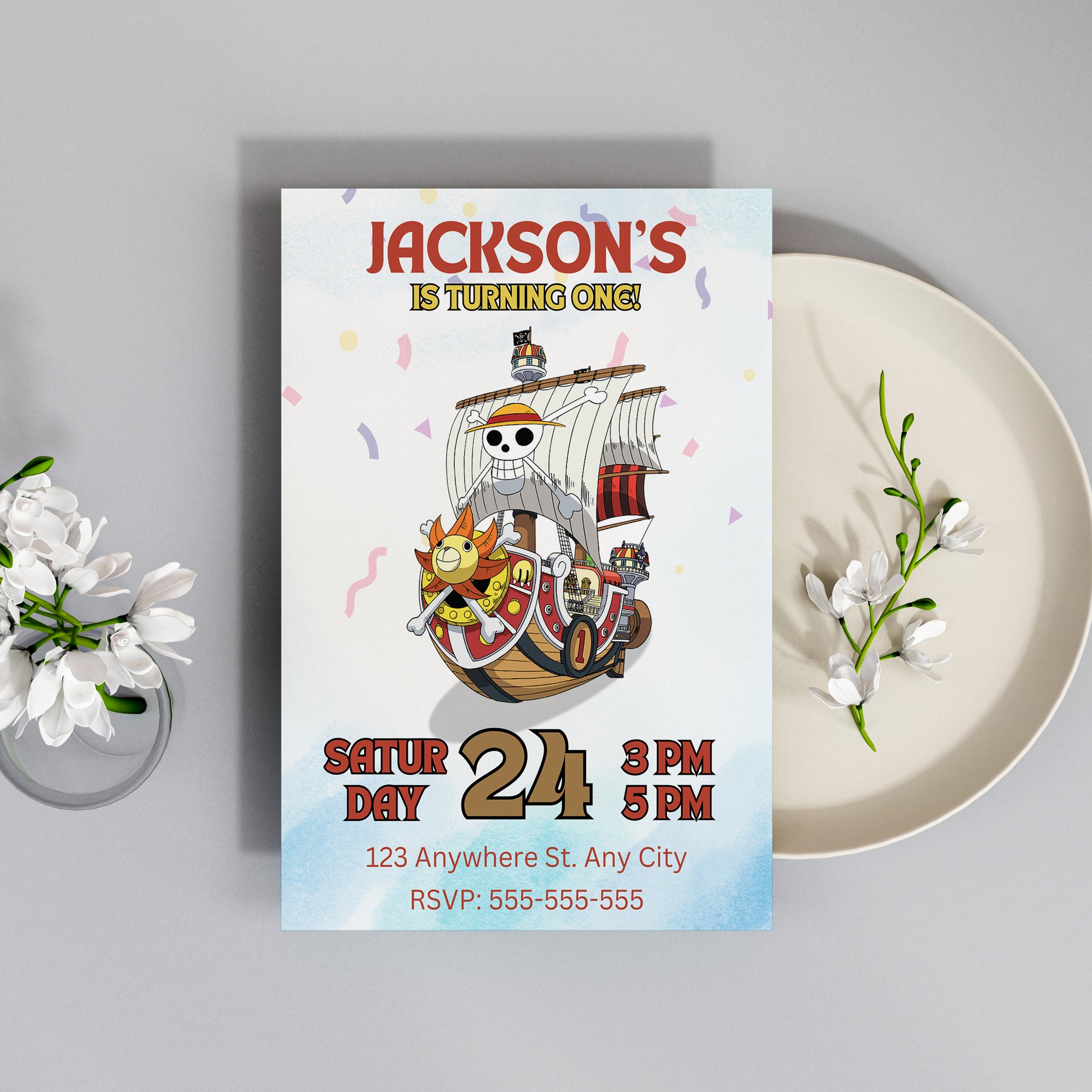 One Piece Birthday Invitation Template - CreativeRino