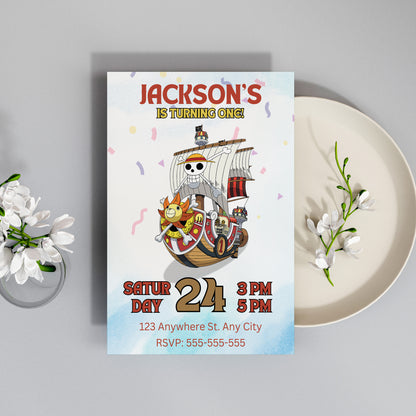 One Piece Birthday Invitation Template - CreativeRino