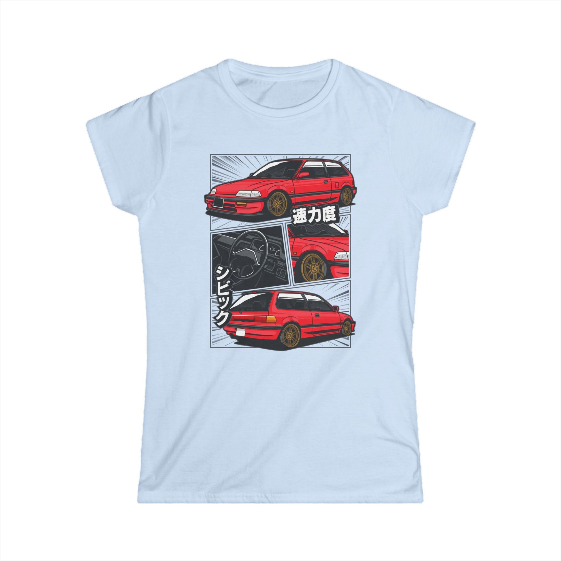 Honda Civic Nouva Women's Car Enthusiast Tee - Speed & Style Graphic T-shirt - CreativeRino