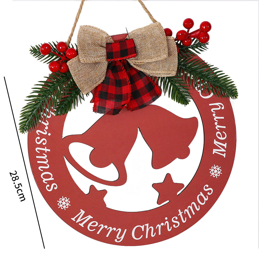 Rustic Wooden Christmas Wreath & Welcome Doorplate | Festive Floral Door Ring Decoration eprolo