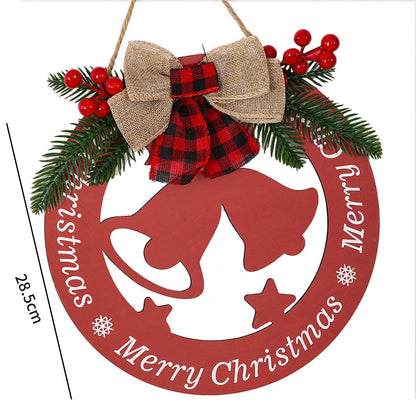 Rustic Wooden Christmas Wreath & Welcome Doorplate | Festive Floral Door Ring Decoration eprolo