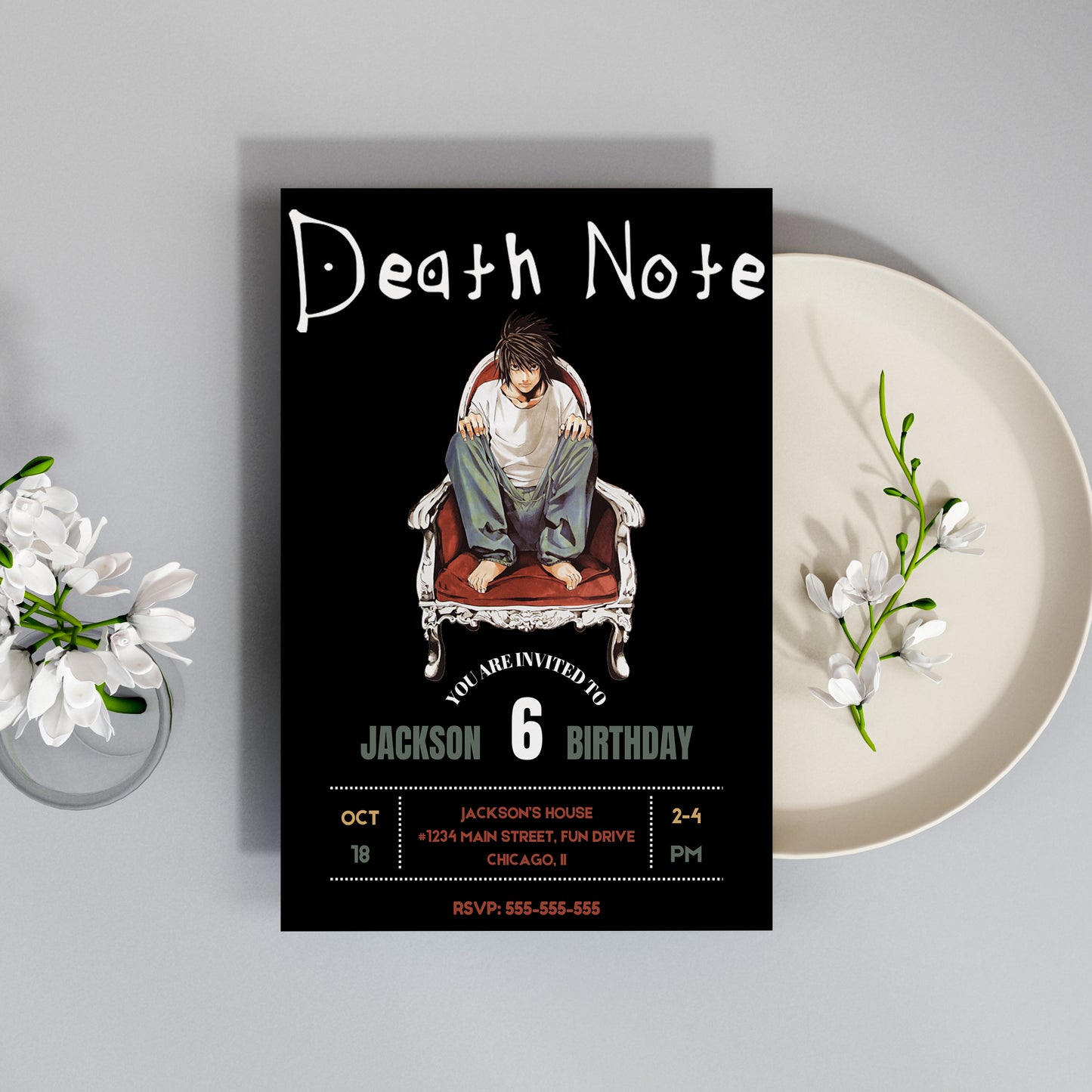 Death Note Birthday Invitation Template - CreativeRino