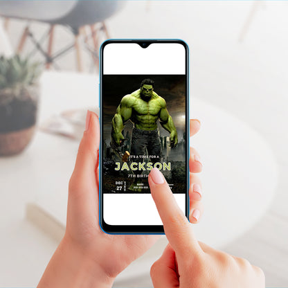 Hulk Birthday Invitation Template - CreativeRino