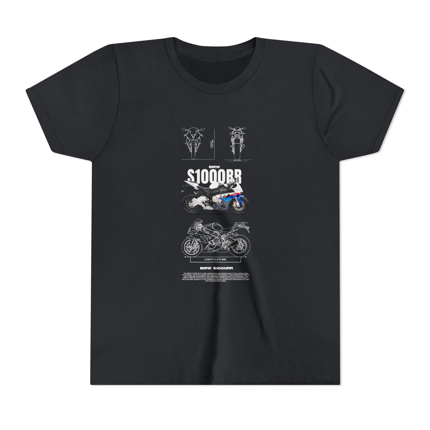 BMW S1000RR Youth Short Sleeve Tee - Cool Motorcycle Graphic T-Shirt - CreativeRino