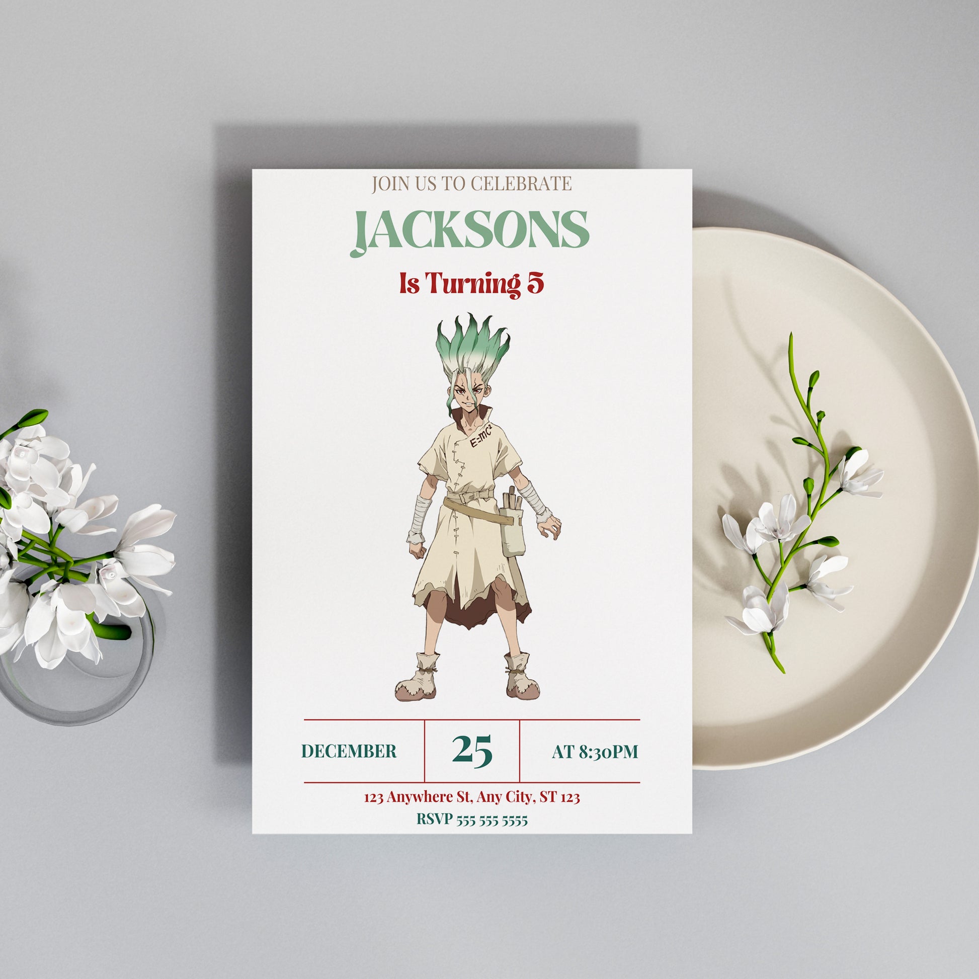 Dr. Stone Birthday Invitation Template - CreativeRino