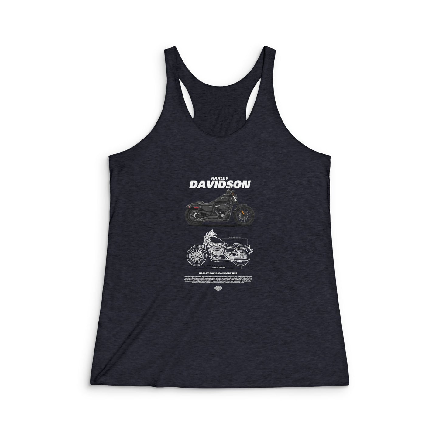 Harley Davidson Sportster Women's Tri-Blend Racerback Tank - Stylish Motorcycle Graphic T-shirt - CreativeRino