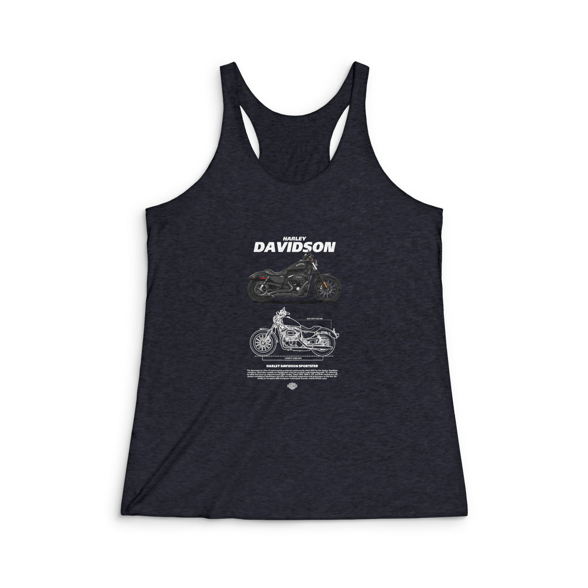 Harley Davidson Sportster Women's Tri-Blend Racerback Tank - Stylish Motorcycle Graphic T-shirt - CreativeRino