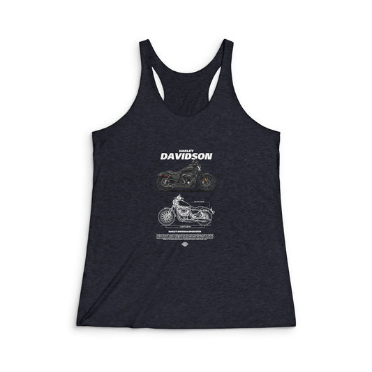 Harley Davidson Sportster Women's Tri-Blend Racerback Tank - Stylish Motorcycle Graphic T-shirt - CreativeRino