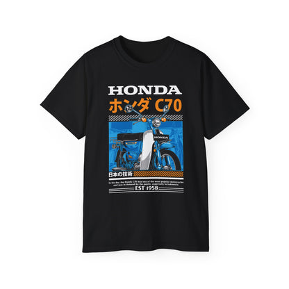 Honda C70 Retro Unisex Ultra Cotton Tee - Vintage Motorcycle Graphic T-shirt - CreativeRino