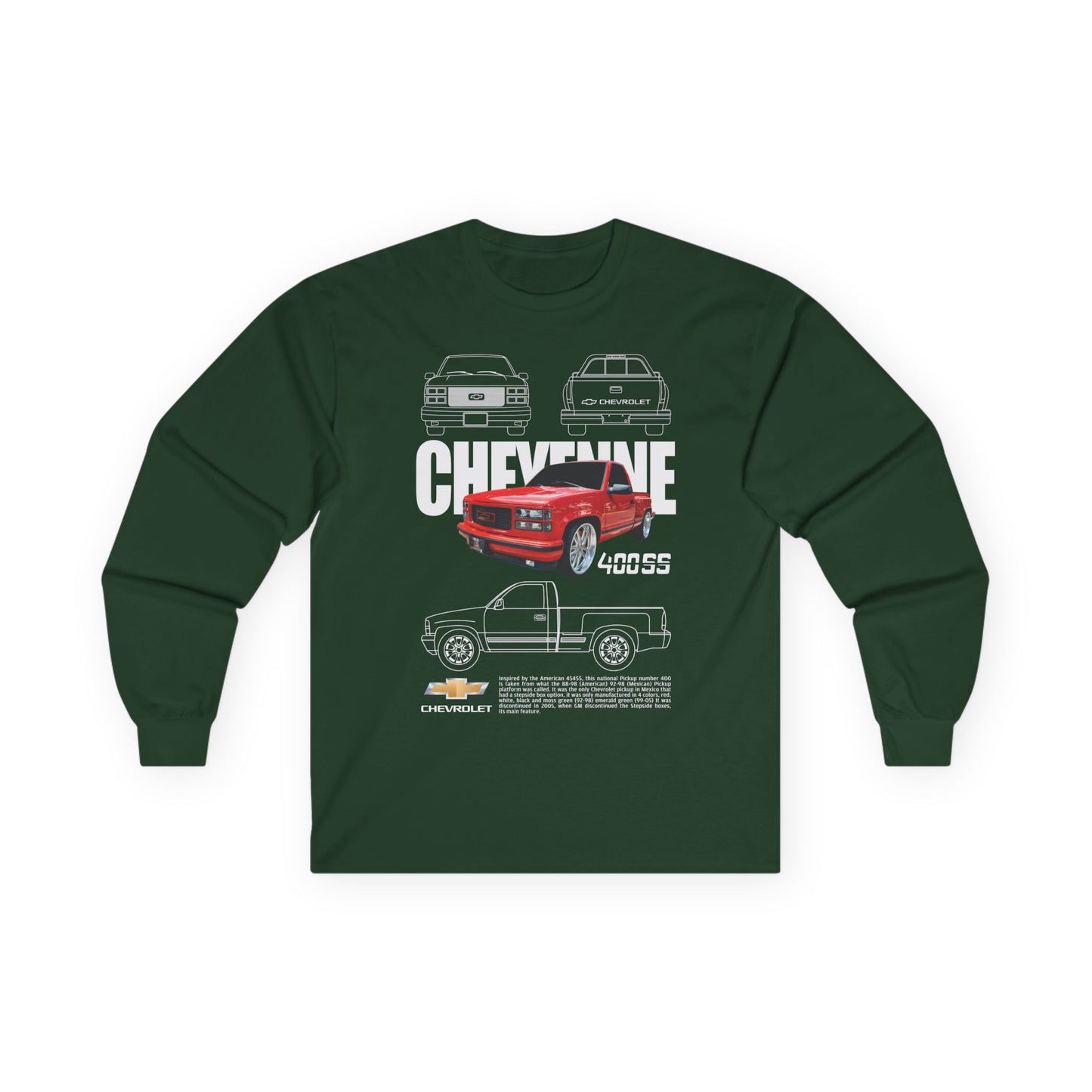Chevy Cheyenne 400SS Long Sleeve Tee - Classic Vintage Car Design - CreativeRino