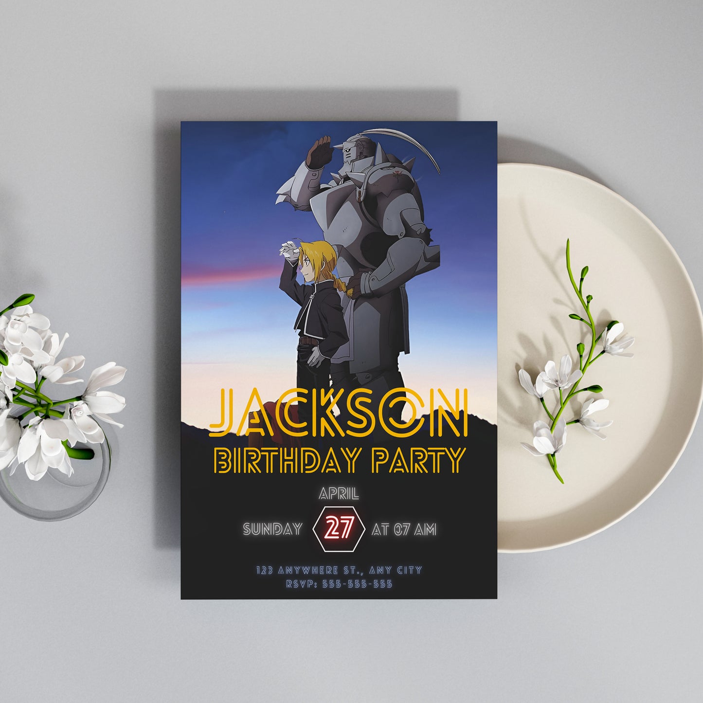 Fullmetal Alchemist  Birthday Invitation Template - CreativeRino