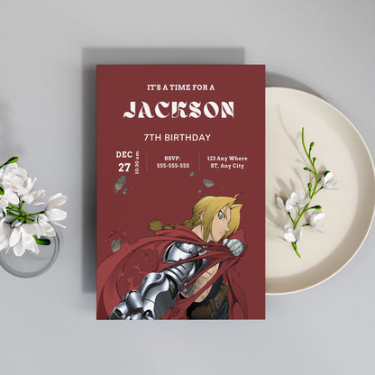 Fullmetal Alchemist  Birthday Invitation Template - CreativeRino