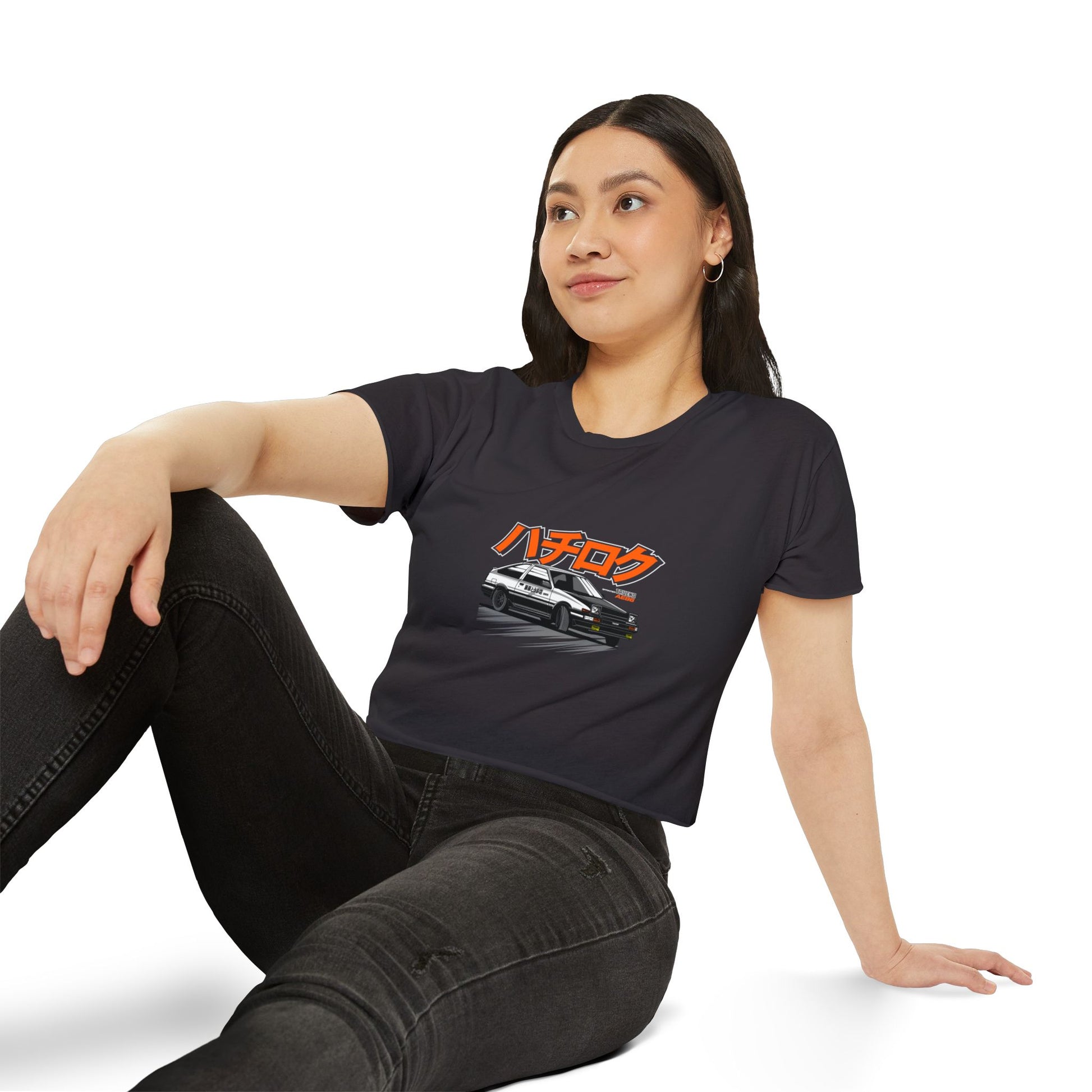 Retro Japanese Car Crop Top - Women's Festival T-shirt - CreativeRino