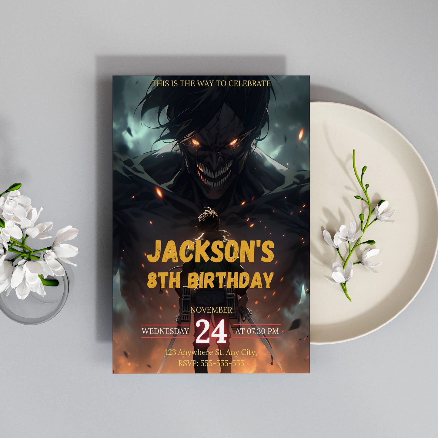 Attack on Titan Birthday Invitation Template - CreativeRino