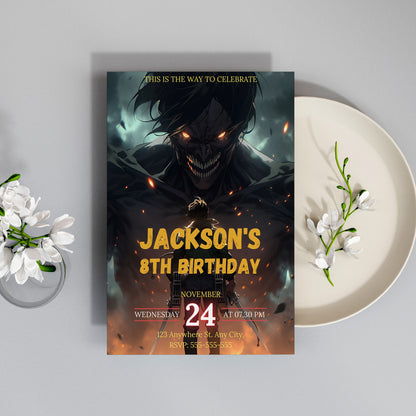 Attack on Titan Birthday Invitation Template - CreativeRino