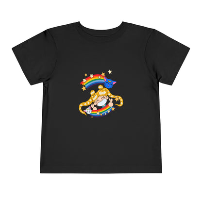 Magical Anime Rainbow Toddler Tee - Sailor Moon Fun Short Sleeve T-shirt for Young Fans - CreativeRino