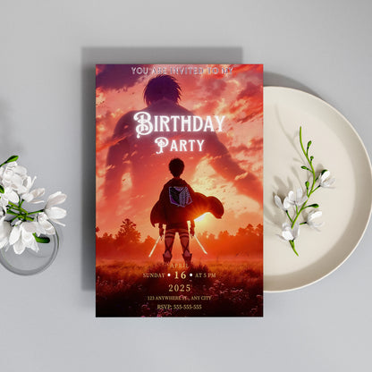 Attack on Titan Birthday Invitation Template - CreativeRino