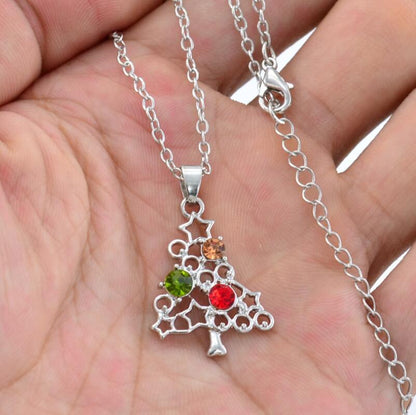 Elegant Hollow Micro-Inlaid Zircon Christmas Tree Necklace | Festive Pendant Jewelry | Perfect Holiday Gift Accessory