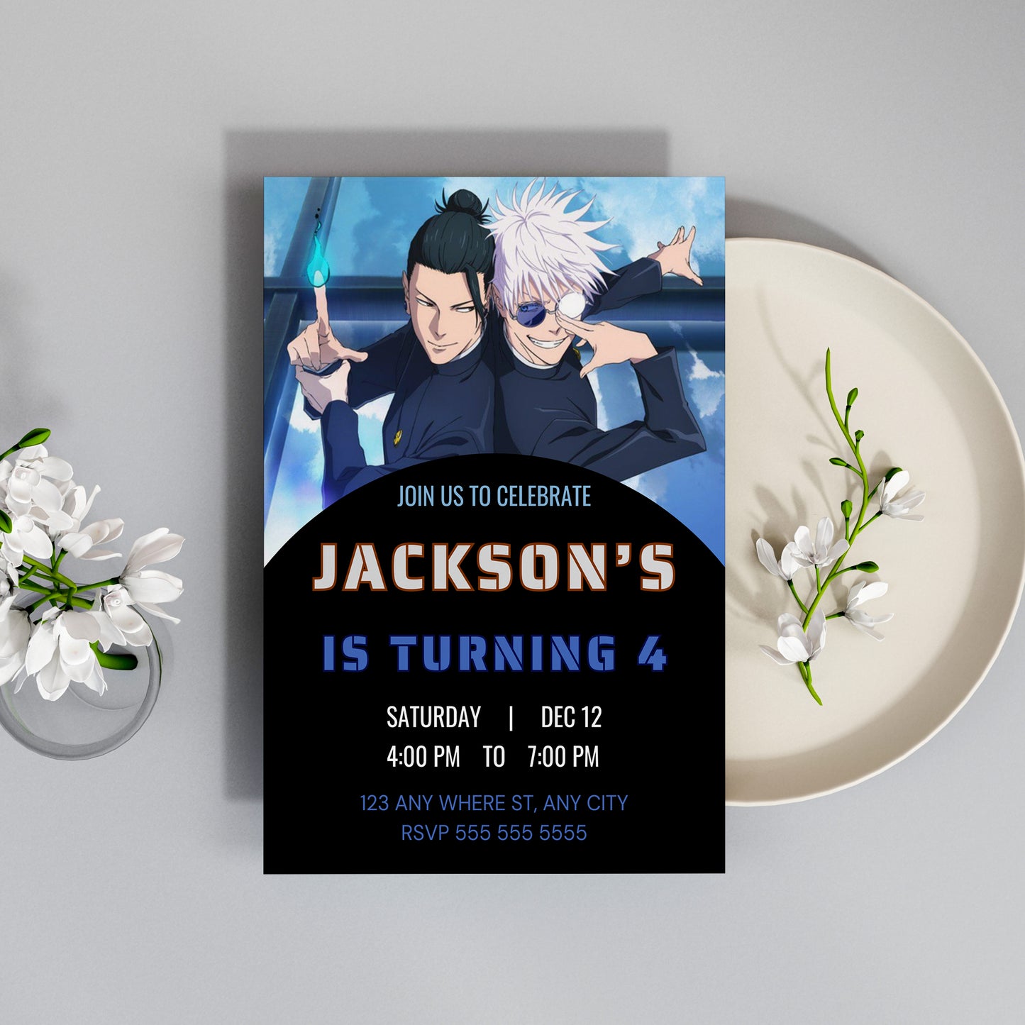 Jujutsu Kaisen Birthday Invitation Template - CreativeRino
