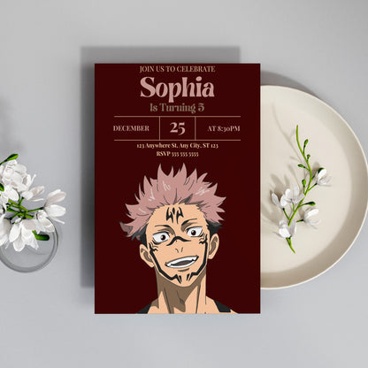 Jujutsu Kaisen Birthday Invitation Template - CreativeRino