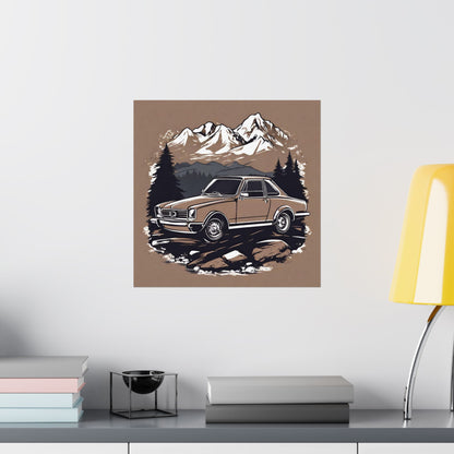 Vintage Car Mountain Adventure Matte Vertical Poster - Perfect Wall Art for Auto Enthusiasts - CreativeRino