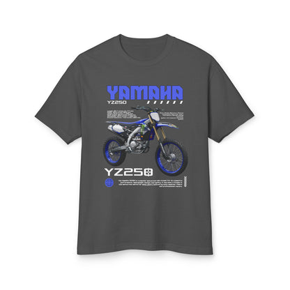 Yamaha YZ250 Heavyweight Cotton Tee - Motorcycle Graphic T-Shirt for Bikers - CreativeRino