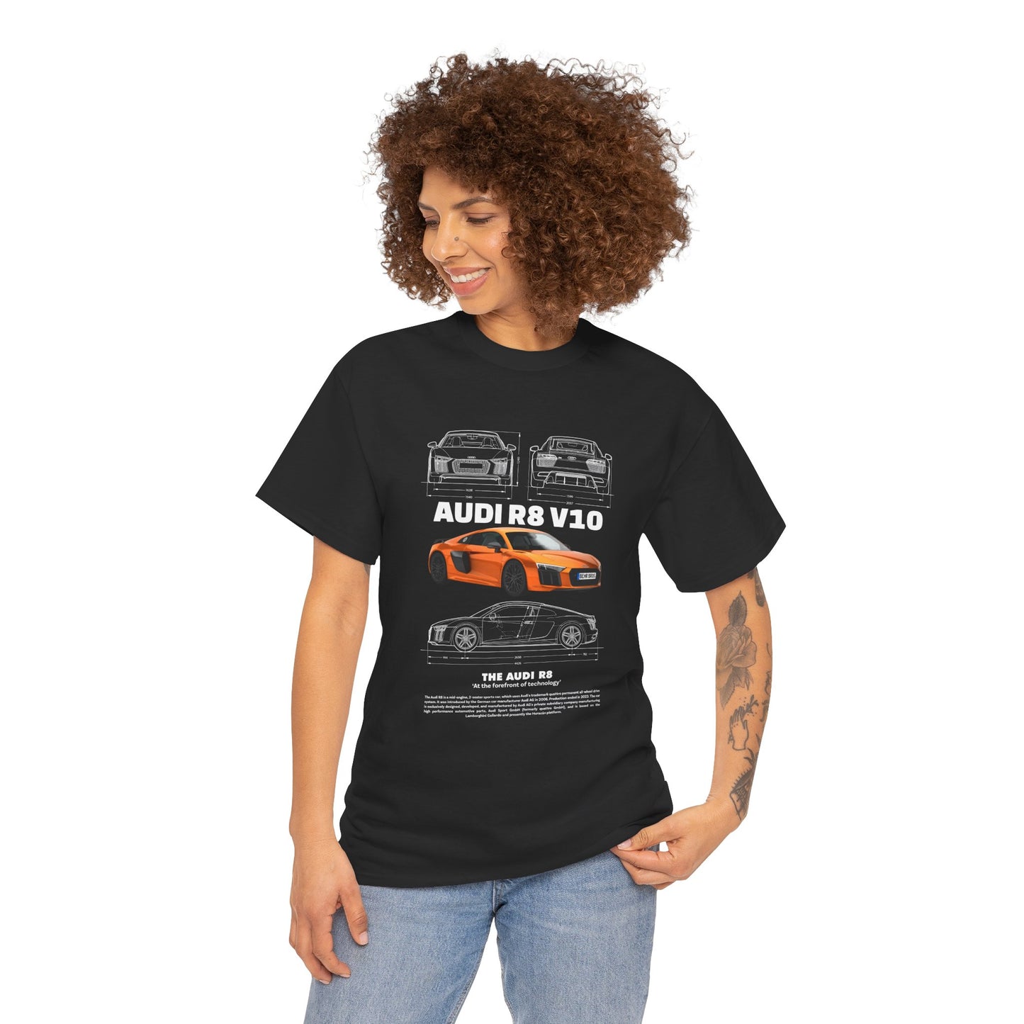 AUDI R8 V10 Car Graphic Tee - Unisex Heavy Cotton Tee for Auto Enthusiasts - CreativeRino