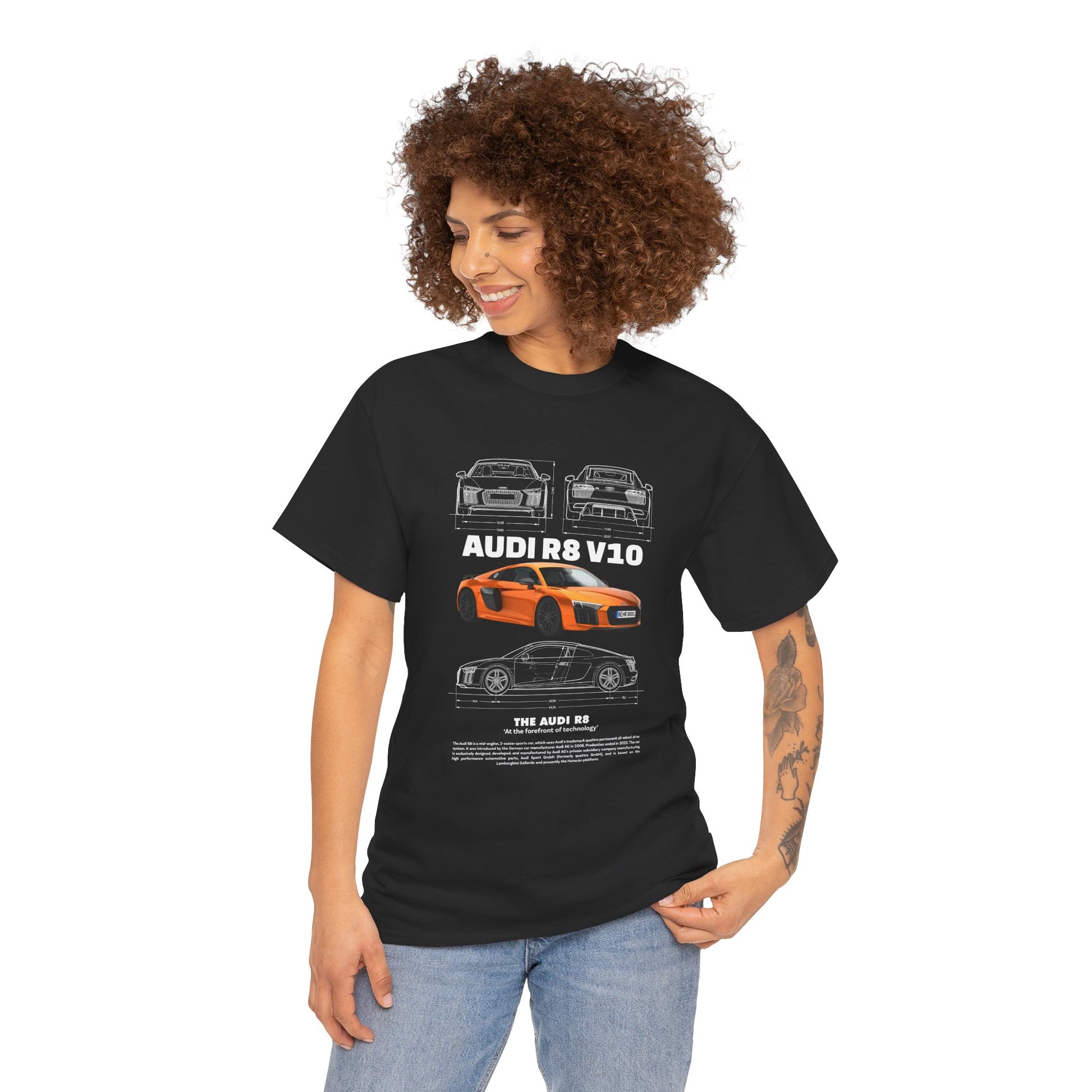 AUDI R8 V10 Car Graphic Tee - Unisex Heavy Cotton Tee for Auto Enthusiasts - CreativeRino