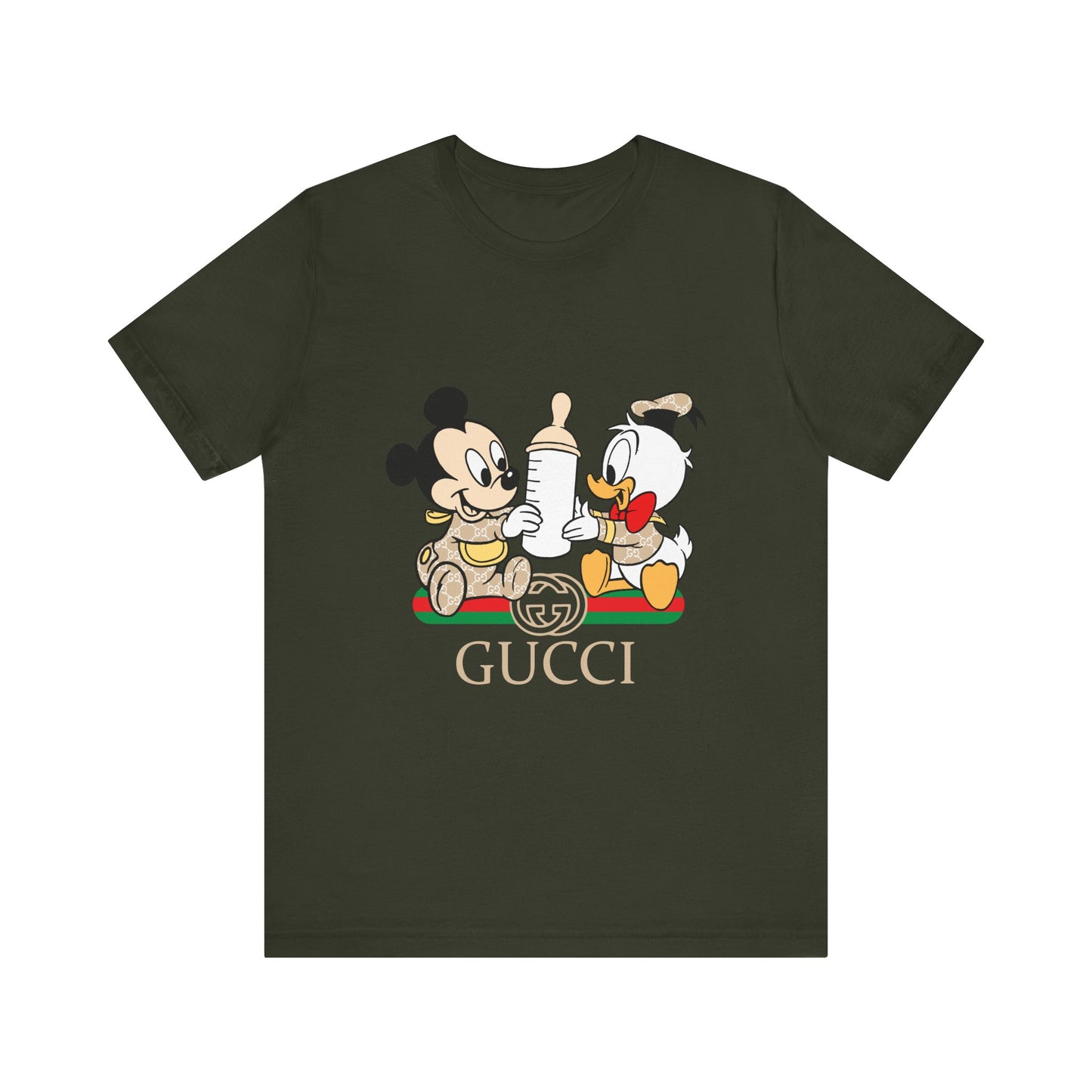 Cute Baby Mickey Mouse and Donald Duck Character Tee - Gucci Inspired Unisex Short Sleeve T-shirt - CreativeRino