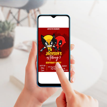 Deadpool & Wolverine Birthday Invitation Template - CreativeRino