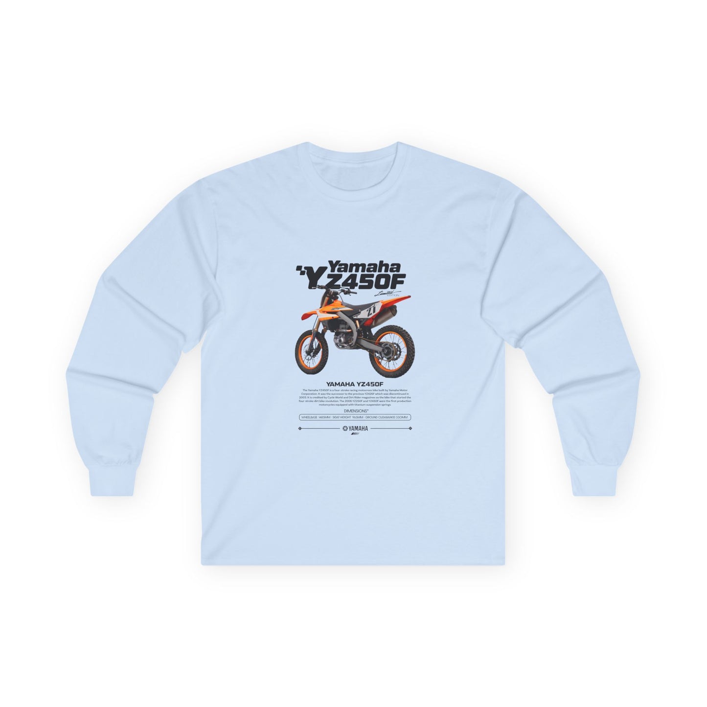 Yamaha YZ450F Long Sleeve Tee - Racing Enthusiast Apparel Motorcycle T-shirt - CreativeRino