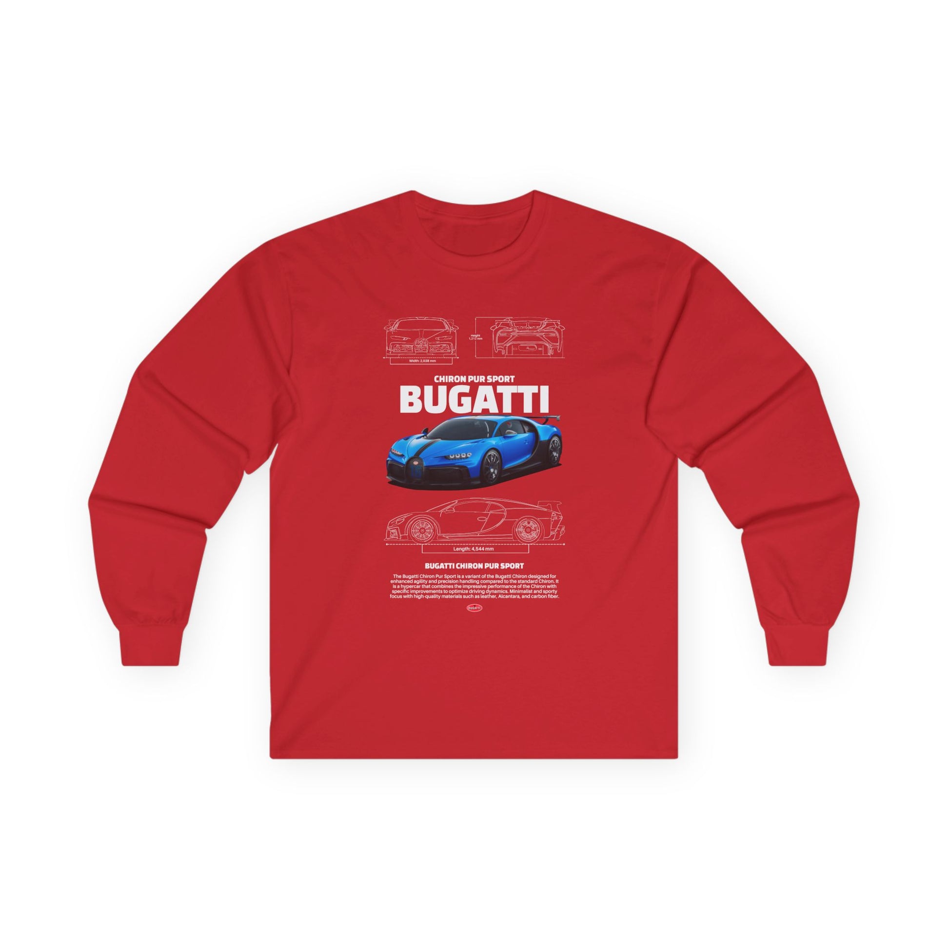 Bugatti Sports Car Unisex Long Sleeve Tee - Perfect T-shirt for Car Enthusiasts - CreativeRino