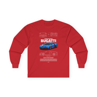 Bugatti Sports Car Unisex Long Sleeve Tee - Perfect T-shirt for Car Enthusiasts - CreativeRino
