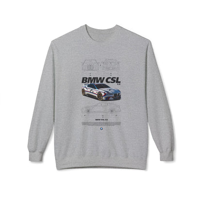 BMW CSL Fleece Crewneck Sweatshirt - Perfect for Car Enthusiasts - CreativeRino