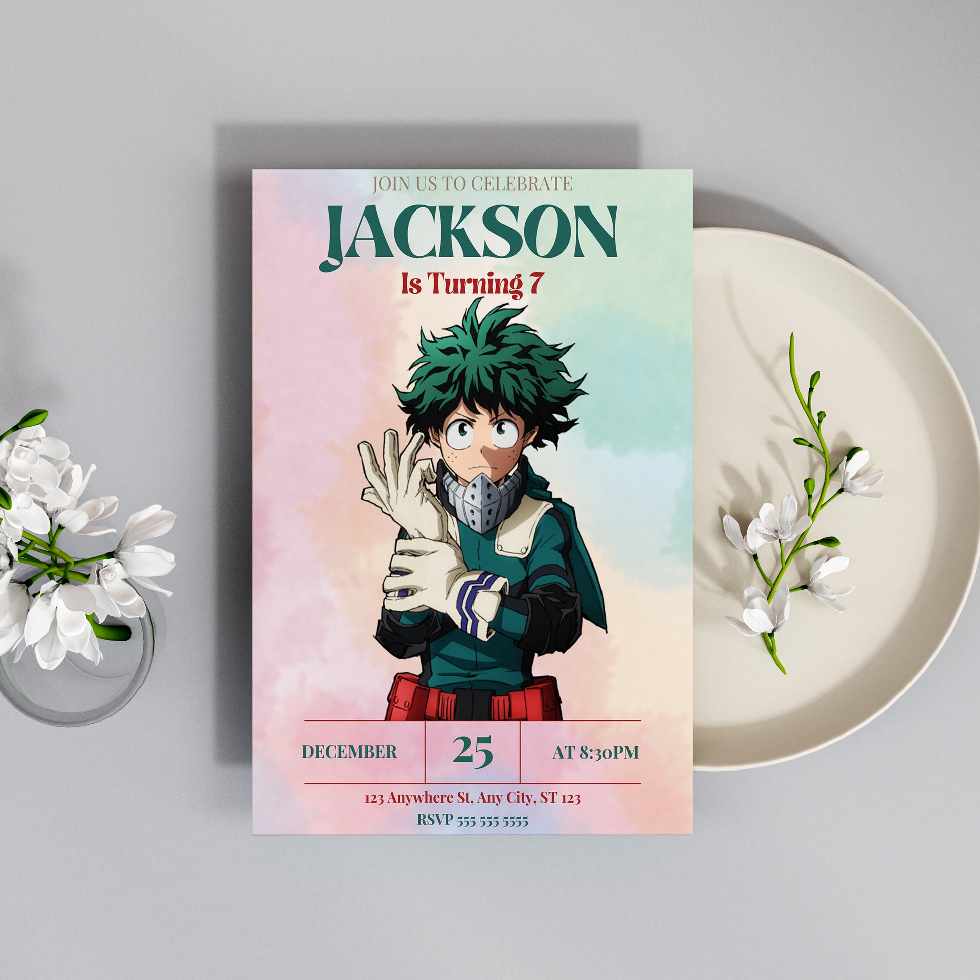 My hero Academia Birthday Invitation Template - CreativeRino