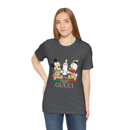 Cute Baby Mickey Mouse and Donald Duck Character Tee - Gucci Inspired Unisex Short Sleeve T-shirt - CreativeRino