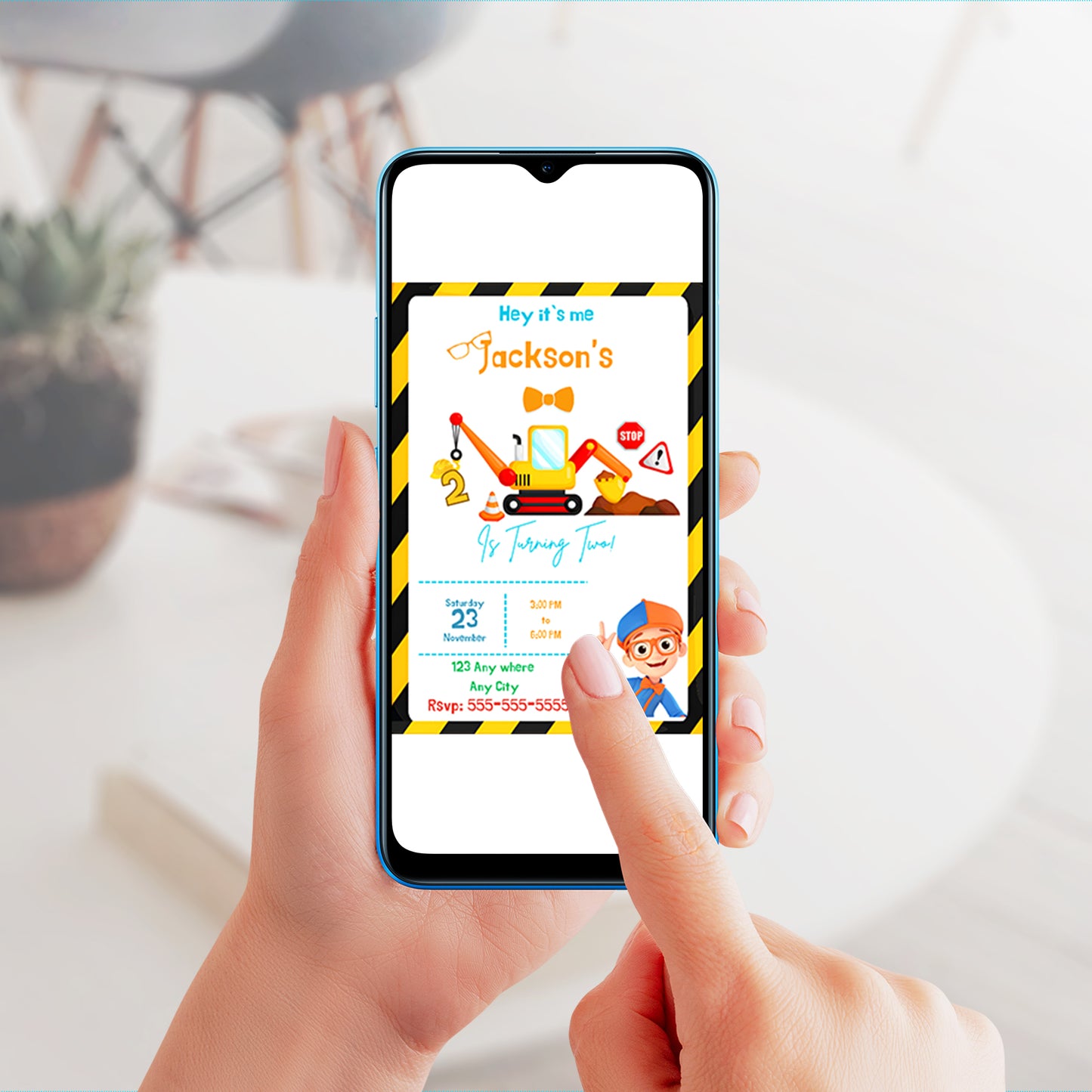 Blippi  Birthday Invitation Template - CreativeRino