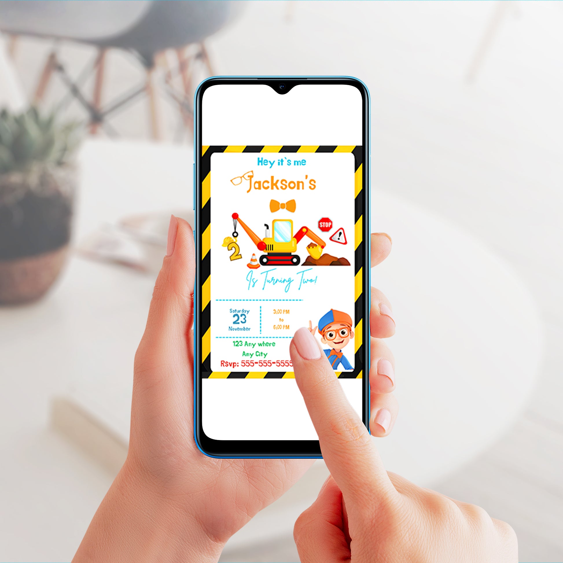 Blippi  Birthday Invitation Template - CreativeRino