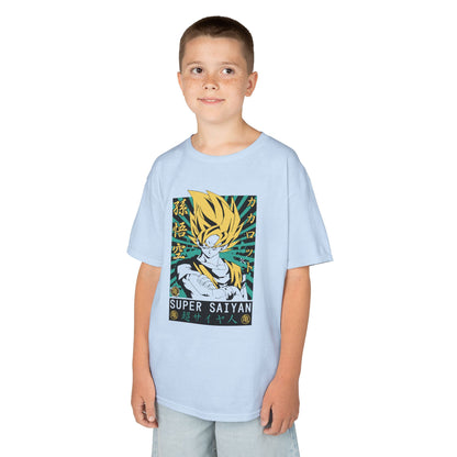 Super Saiyan Kids Heavy Cotton Tee - Fun Anime T-Shirt for Young Fans - CreativeRino