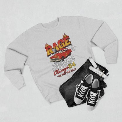 Vintage Racing Crewneck Sweatshirt - 'RAGE' Chicago '84 Car T-shirt - CreativeRino