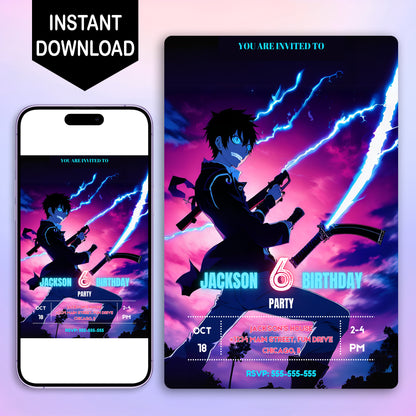 Blue Exorcist Birthday Invitation Template - CreativeRino