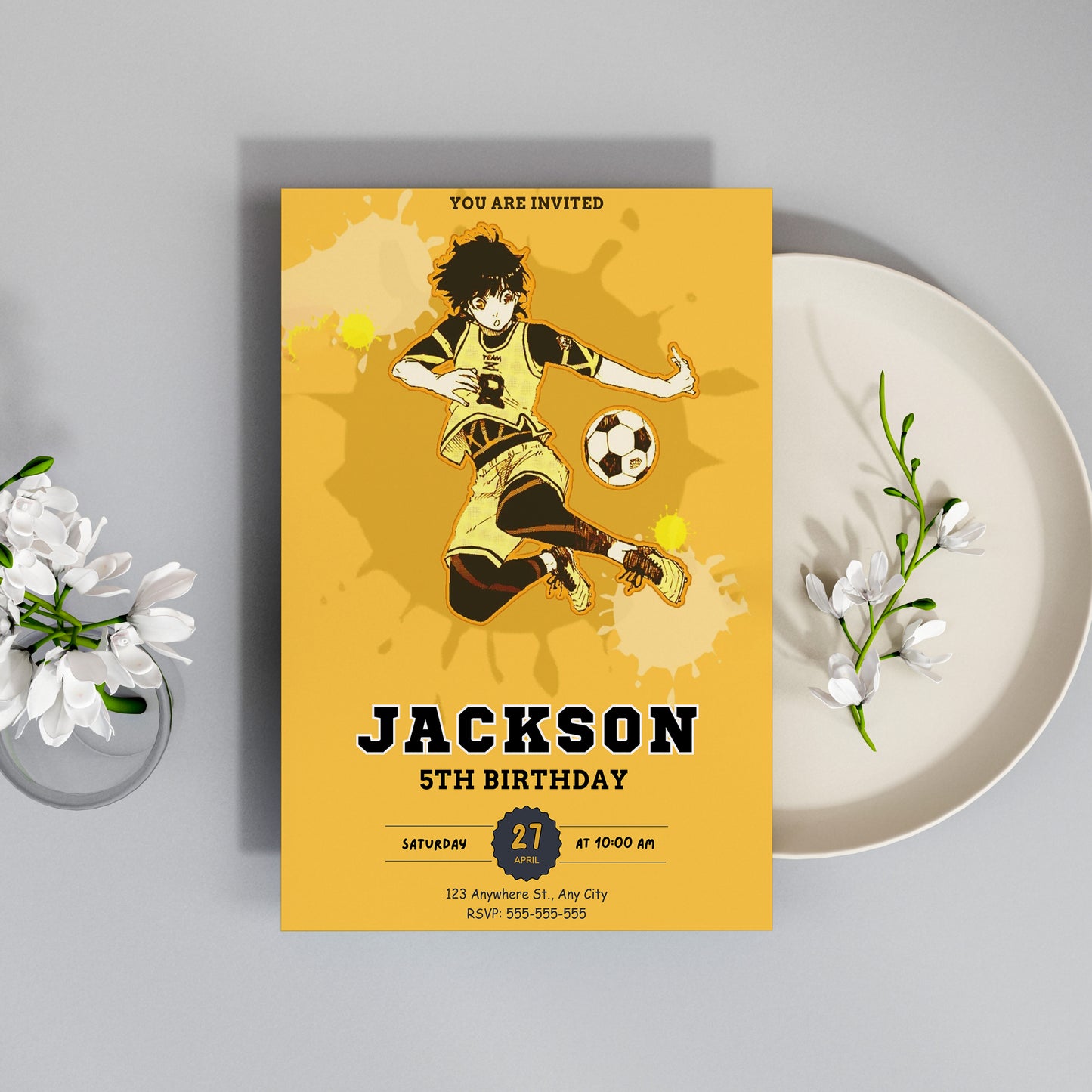 Blue Lock Birthday Invitation Template - CreativeRino