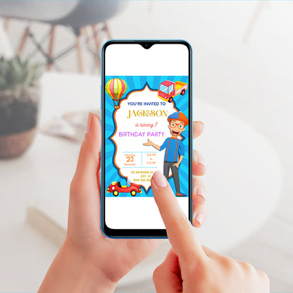 Blippi  Birthday Invitation Template - CreativeRino